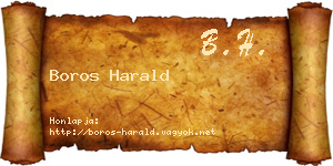 Boros Harald névjegykártya